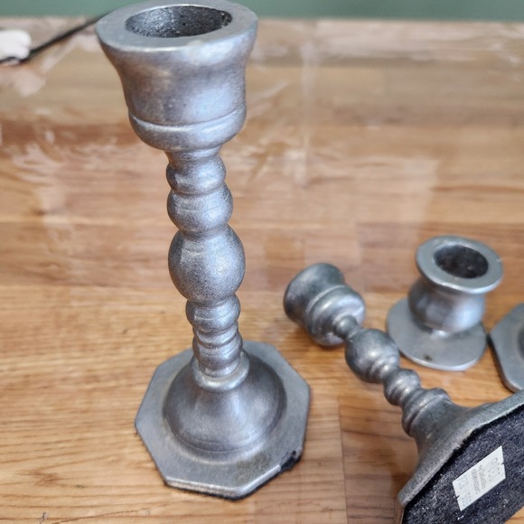 Carson Pewter Candlestick Holders w/Octagon Base Freeport Pa Set of 4 - Picture 9 of 10